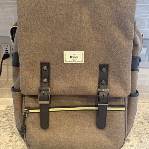 Ronyes Brown Unisex Laptop Backpack for Work/School-Excellent Condition! - Picture 2 of 9